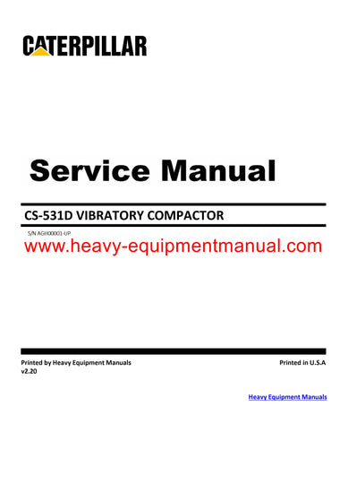 Download Caterpillar CS-531D VIBRATORY COMPACTOR Service Repair Manual AGH