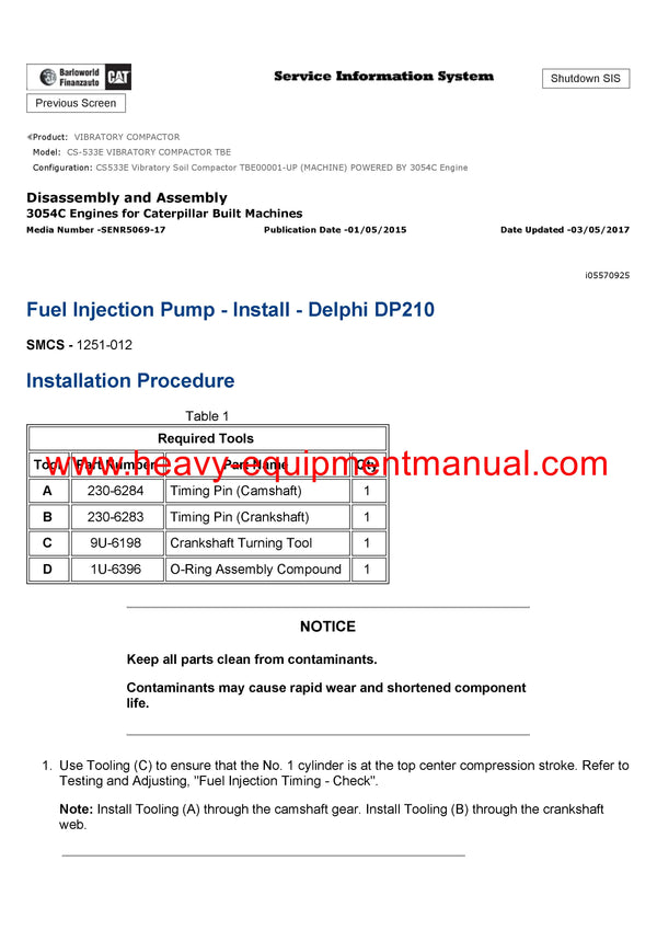 DOWNLOAD CATERPILLAR CS-533E VIBRATORY COMPACTOR SERVICE REPAIR MANUAL TBE