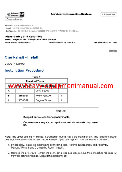 DOWNLOAD CATERPILLAR CS-533E VIBRATORY COMPACTOR SERVICE REPAIR MANUAL TJL