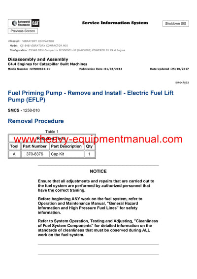 Download Caterpillar CS-54B VIBRATORY COMPACTOR Service Repair Manual MJ5