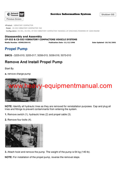 DOWNLOAD CATERPILLAR CS-553 VIBRATORY COMPACTOR SERVICE REPAIR MANUAL 7AD