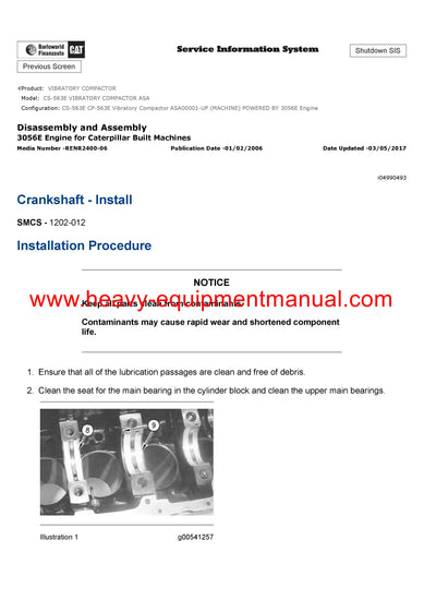 Download Caterpillar CS-563E VIBRATORY COMPACTOR Service Repair Manual ASA