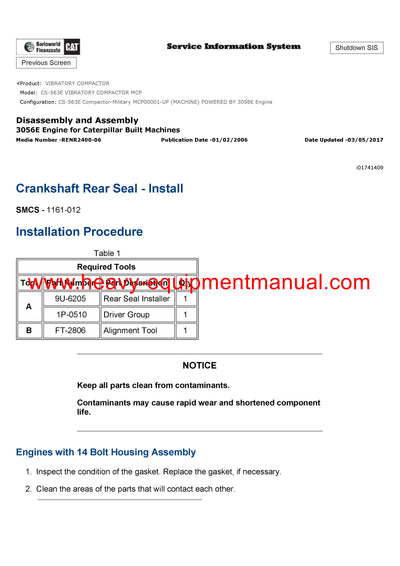 DOWNLOAD CATERPILLAR CS-563E VIBRATORY COMPACTOR SERVICE REPAIR MANUAL MCP