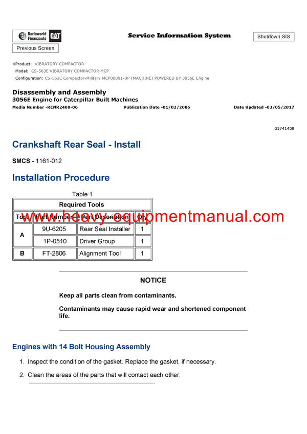 DOWNLOAD CATERPILLAR CS-563E VIBRATORY COMPACTOR SERVICE REPAIR MANUAL MCP