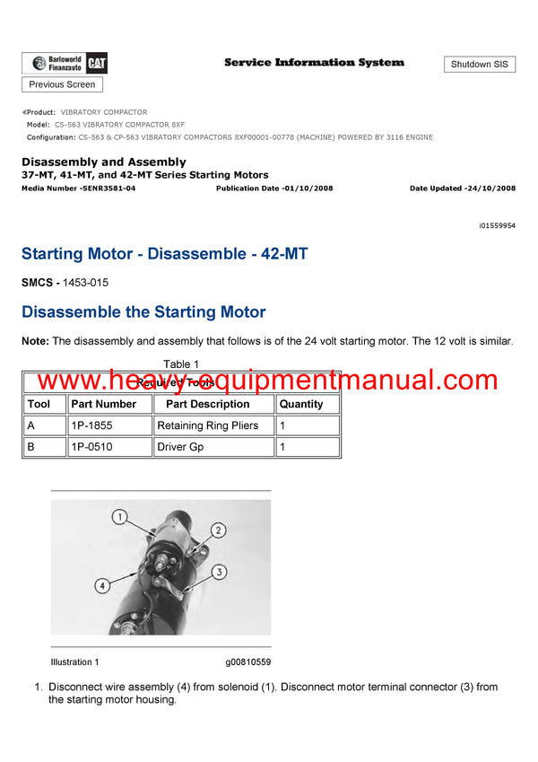Download Caterpillar CS-563 VIBRATORY COMPACTOR Service Repair Manual 8XF