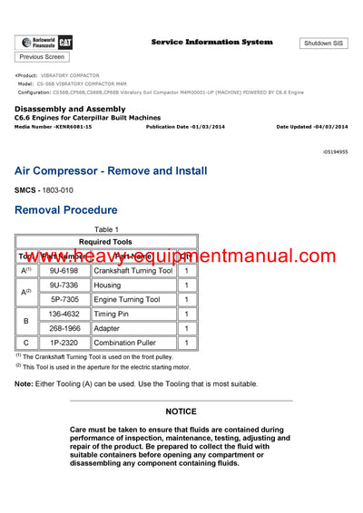 DOWNLOAD CATERPILLAR CS-56B VIBRATORY COMPACTOR SERVICE REPAIR MANUAL M4M