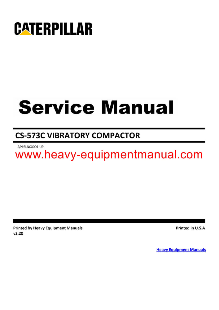Download Caterpillar CS-573C VIBRATORY COMPACTOR Service Repair Manual 6LN