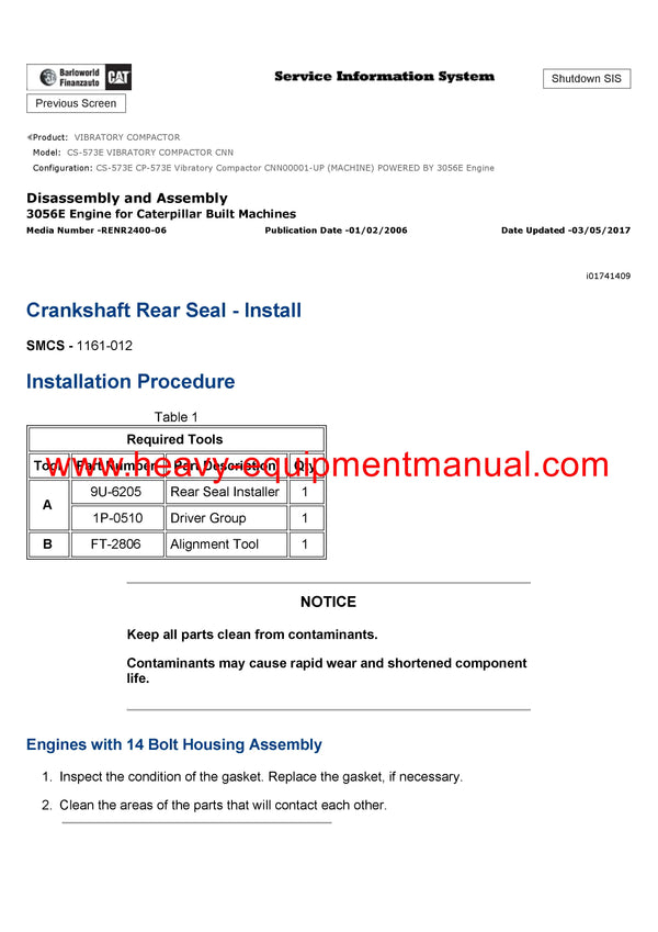 Download Caterpillar CS-573E VIBRATORY COMPACTOR Service Repair Manual CNN