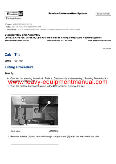 Download Caterpillar CS-583E VIBRATORY COMPACTOR Service Repair Manual DAJ