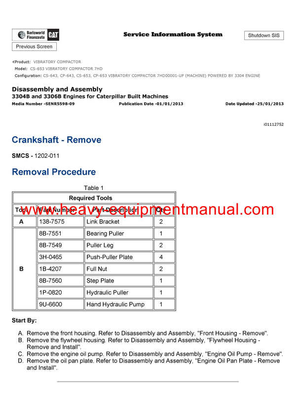 Download Caterpillar CS-653 VIBRATORY COMPACTOR Service Repair Manual 7HD