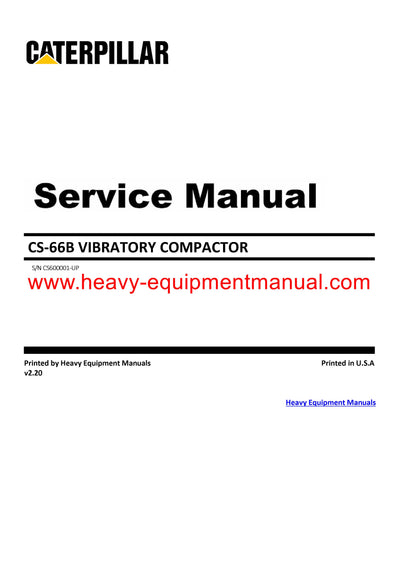Download Caterpillar CS-66B VIBRATORY COMPACTOR Service Repair Manual CS6