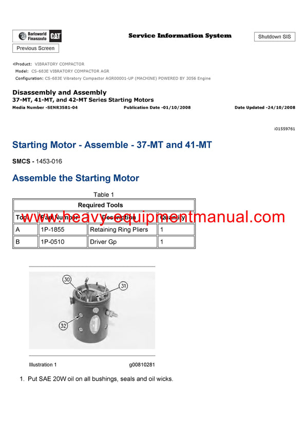 Download Caterpillar CS-683E VIBRATORY COMPACTOR Service Repair Manual AGR