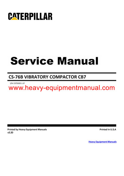 DOWNLOAD CATERPILLAR CS-76B VIBRATORY COMPACTOR SERVICE REPAIR MANUAL CB7