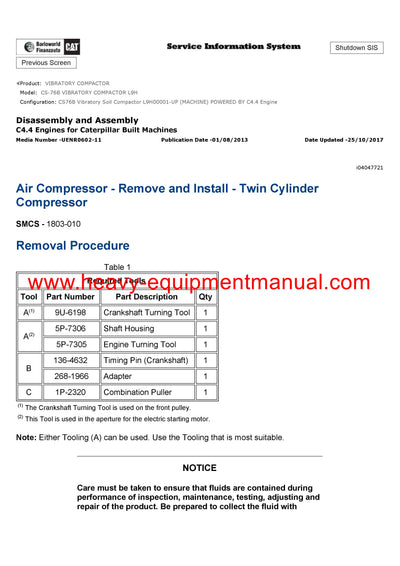 Download Caterpillar CS-76B VIBRATORY COMPACTOR Service Repair Manual L9H