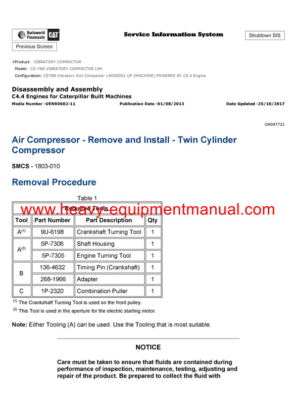 Download Caterpillar CS-76B VIBRATORY COMPACTOR Service Repair Manual L9H