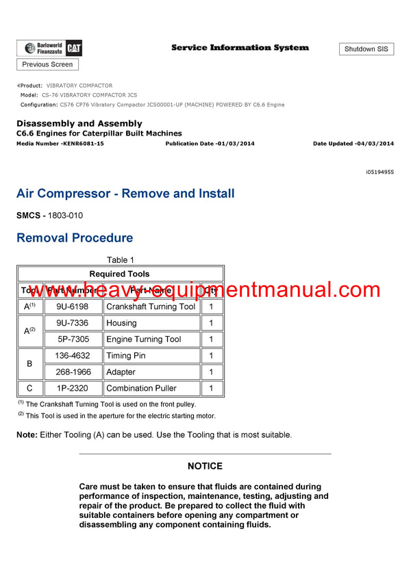 Download Caterpillar CS-76 VIBRATORY COMPACTOR Service Repair Manual JCS