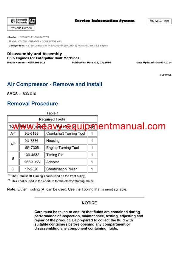 Download Caterpillar CS-78B VIBRATORY COMPACTOR Service Repair Manual 443