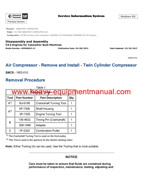 Download Caterpillar CS-78B VIBRATORY COMPACTOR Service Repair Manual L8C