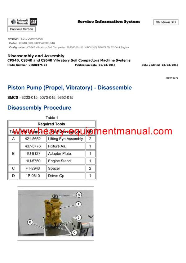 DOWNLOAD CATERPILLAR CS64B SOIL COMPACTOR SERVICE REPAIR MANUAL 518
