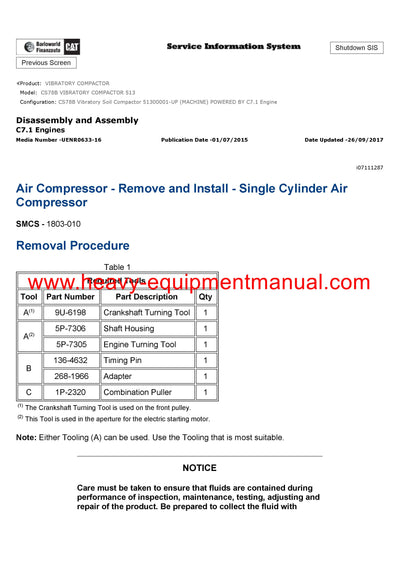 DOWNLOAD CATERPILLAR CS78B VIBRATORY COMPACTOR SERVICE REPAIR MANUAL 513