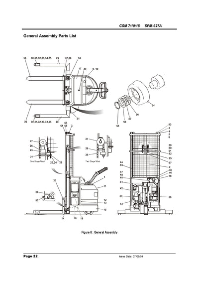 Clark CSM 7 10 15 (SPM-627A) Forklift Service and Parts Manual - PDF Download