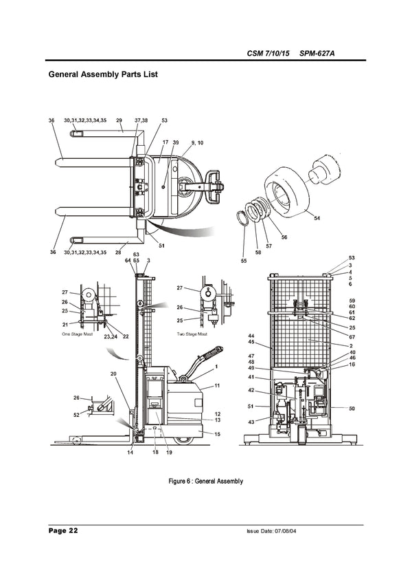 Clark CSM 7 10 15 (SPM-627A) Forklift Service and Parts Manual - PDF Download