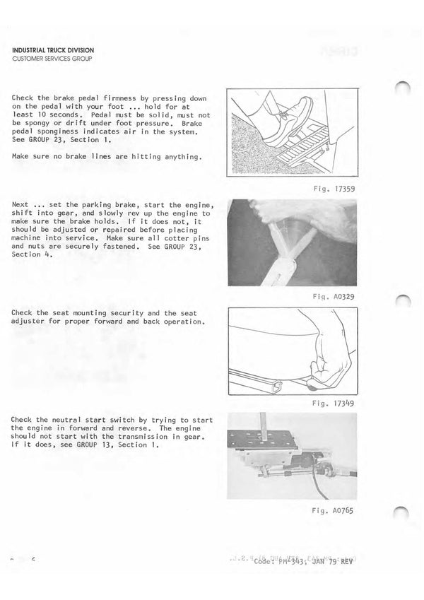 Clark CTA 30 40 50D (PMA-343) Forklift Planned Maintenance & Adjustment Procedures - PDF Download