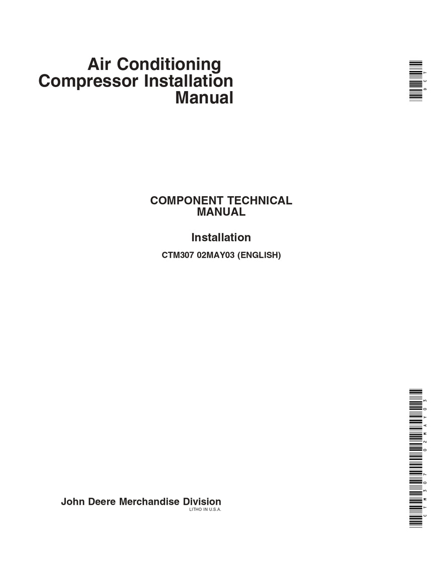PDF John Deere Air Conditioning Compressor Installation Technical Manual