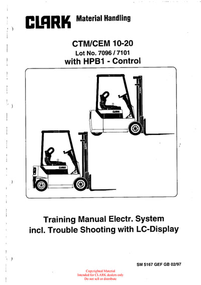 Clark CTM CEM 10-20 (SM-5167) Forklift Service Repair Manual - PDF Download