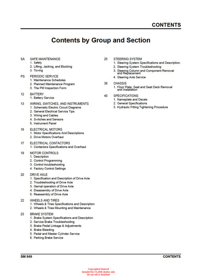 Clark CTX 40 70 (SM-849) Forklift Service Repair Manual - PDF Download