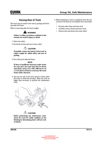 Clark CTX 40 70 (SM-849) Forklift Service Repair Manual - PDF Download
