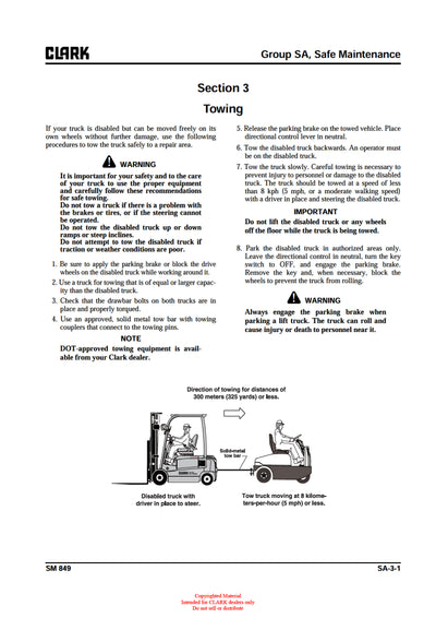 Clark CTX 40 70 (SM-849) Forklift Service Repair Manual - PDF Download