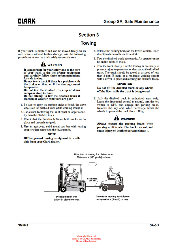 Clark CTX 40 70 (SM-849) Forklift Service Repair Manual - PDF Download