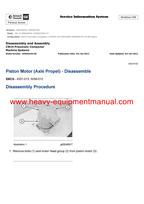 DOWNLOAD CATERPILLAR CW-14 PNEUMATIC COMPACTOR SERVICE REPAIR MANUAL LTJ