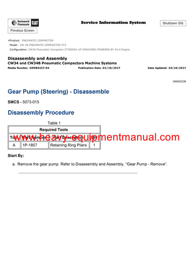 Download Caterpillar CW-34 PNEUMATIC COMPACTOR Service Repair Manual CT3