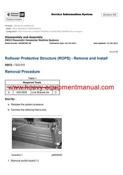 DOWNLOAD CATERPILLAR CW12 PNEUMATIC COMPACTOR SERVICE REPAIR MANUAL RHJ