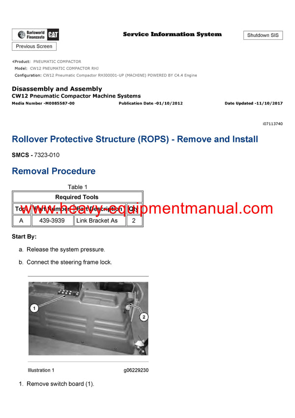 DOWNLOAD CATERPILLAR CW12 PNEUMATIC COMPACTOR SERVICE REPAIR MANUAL RHJ