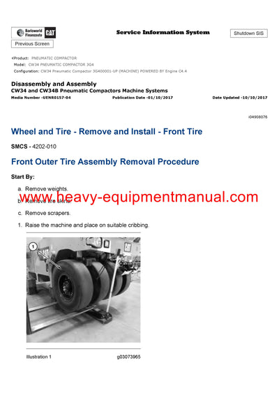 DOWNLOAD CATERPILLAR CW34 PNEUMATIC COMPACTOR SERVICE REPAIR MANUAL 3G4