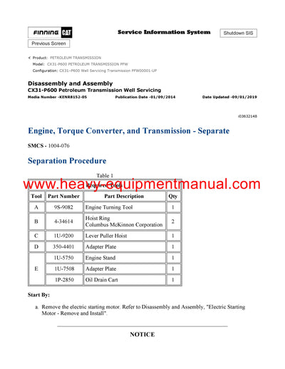 DOWNLOAD CATERPILLAR CX31-P600 PETROLEUM TRANSMISSION SERVICE REPAIR MANUAL PFW