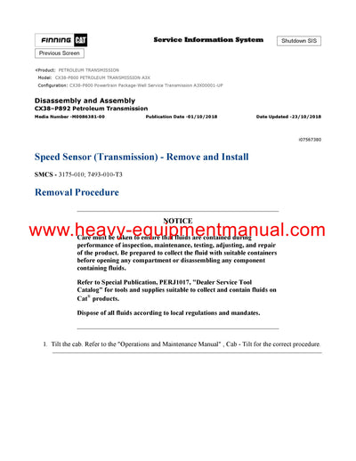 DOWNLOAD CATERPILLAR CX38-P800 PETROLEUM TRANSMISSION SERVICE REPAIR MANUAL A3X