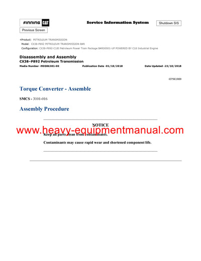 DOWNLOAD CATERPILLAR CX38-P892 PETROLEUM TRANSMISSION SERVICE REPAIR MANUAL B4R
