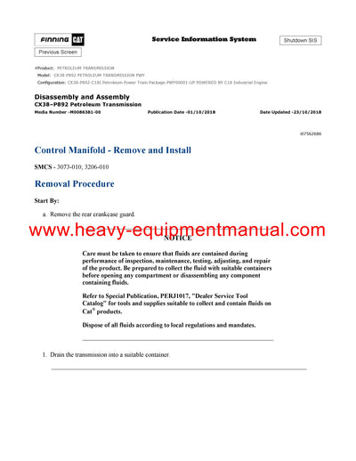 DOWNLOAD CATERPILLAR CX38-P892 PETROLEUM TRANSMISSION SERVICE REPAIR MANUAL PWY