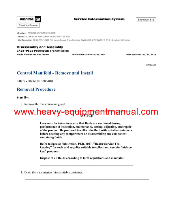 DOWNLOAD CATERPILLAR CX38-P892 PETROLEUM TRANSMISSION SERVICE REPAIR MANUAL PWY