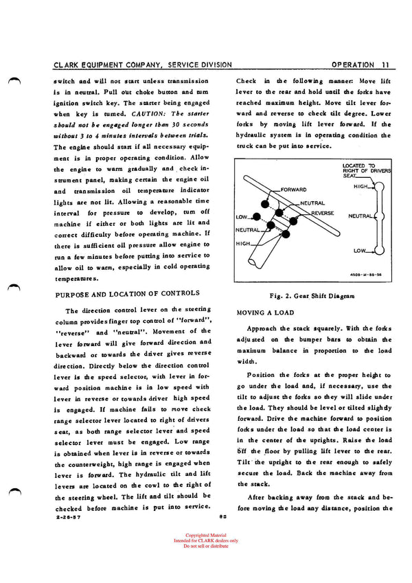 Clark CY 150 165 180 200 (OSM-88-1) Forklift Maintenance Manual - PDF Download