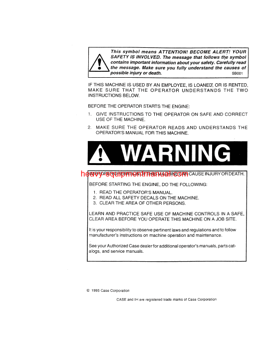 Download Case 1150 Crawler Ser # 7110300 and after Operator Manual (9-2512)