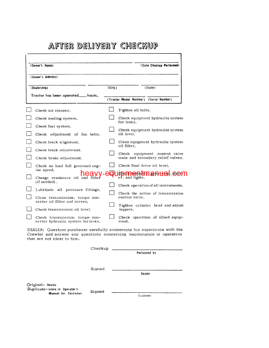 Download Case 1150 Crawler Serial Number 7106801 to 7108999 Operator Manual (9-1733)