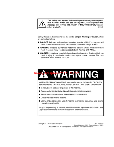 Download Case 1150G Crawler Operator Manual (9-25682)