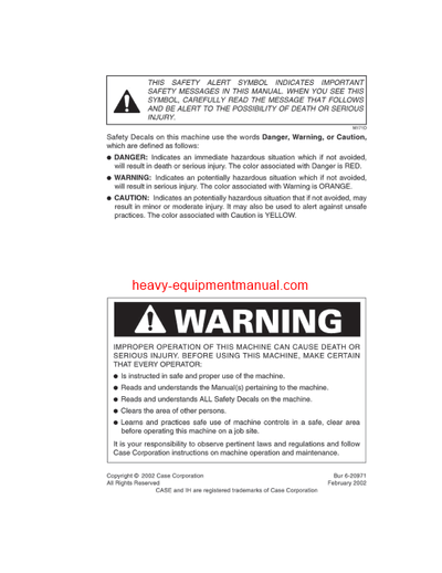 Download Case 1150H Crawler Operator Manual (6-20971)