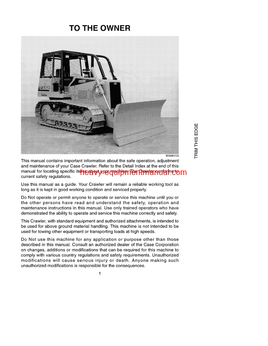 Download Case 1150H Crawler Operator Manual (6-20971)