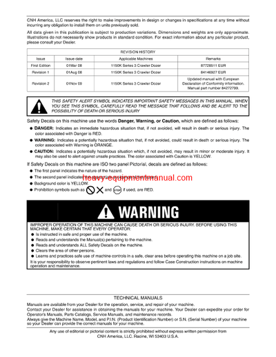 Download Case 1150K Tier 3 Crawler Dozer Operator Manual (84272799)